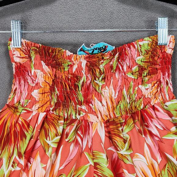 Rainbow Jo Hawaiian Shorts S Women Orange Pink Green Hibiscus Aloha Tropical NEW - Picture 7 of 7